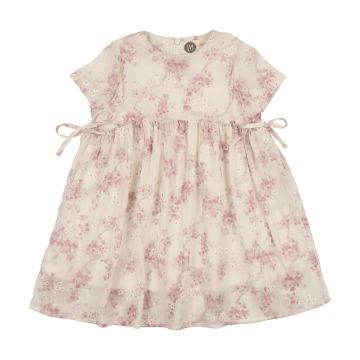 Maniere RIBBON TIE SHORT SLEEVE DRESS, PINK ROSE