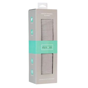 Ely's & Co Single Pack Silver Grey Muslin Swaddle