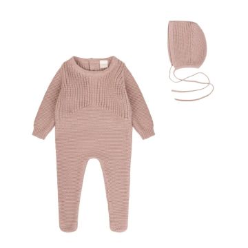 Daisy Gift Box Dressed Knit Footie+Bonnet Set