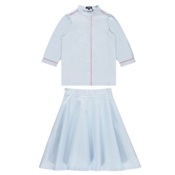 Jaybee Scallop Trim Blouse and skirt set French Blue