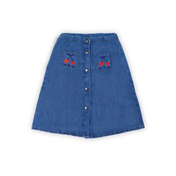 Wander & Wonder Button Down Skirt Washed Denim