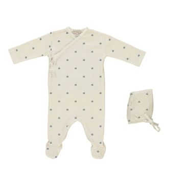 Bebe Organic Lisa Wrap Overall/Bonnet Tulip Jacquard