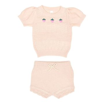 Tun Tun Stawberry Top and Lacy Short Set Lt. Pink