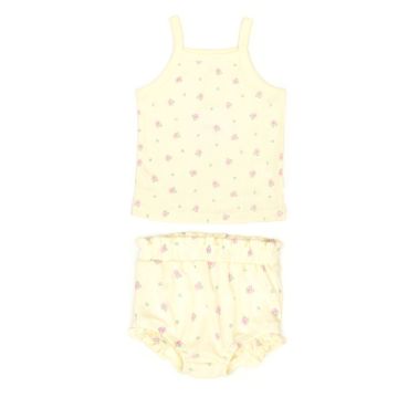 Tun Tun Pointelle Tank Top and Bloomer Set Wax Yellow Flowers