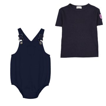 Bopop Emblem Collection Romper Set Navy/Purple Patch