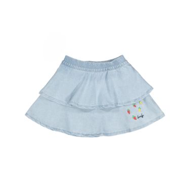 Lovely Littles The Denim Tiered Skirt- Berry Red
