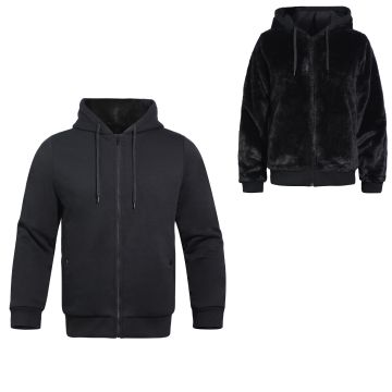 GHI Fur Reversible Hoodie Black