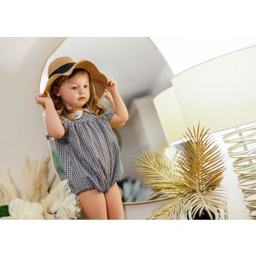 Moka Navy Baby Gingham Romper