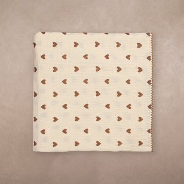 Petit Bebelu Heart Muslin Brown