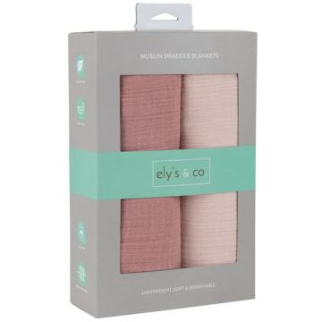 Ely's & Co 2 Pack - Pink Muslin Solids - Pink and Cranberry