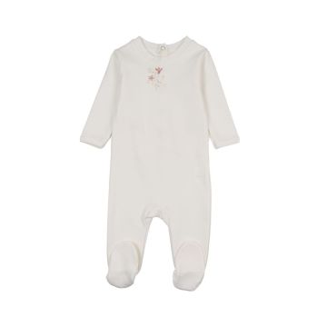 Bonne Bonne My Little Flower Footie Ivory/Rose