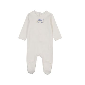 Bonne Bonne My Little Mushroom Footie Ivory/Blue