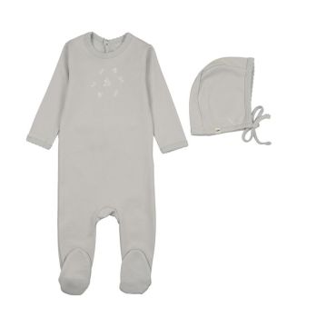 Bonne Bonne Nature's Stitch Boys Footie & Hat Set Pale Blue