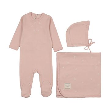 Bonne Bonne Nature's Stitch Girls Layette Set Muted Pink