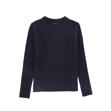 Bamboo Cable Knit Sleeve Logo Sweater