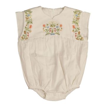 Noma FLORAL CROSS STITCH EMBROIDERY BABY ROMPER White