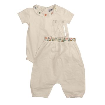 Noma FLORAL CROSS STITCH EMBROIDERY BABY UNDERSHIRT AND BLOOMER SET White