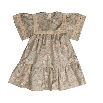 Noma FLORAL DRESS WITH CROCHET RIBBON INSERT Mint