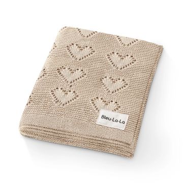 Bleulala Heart Knit Blanket Taupe