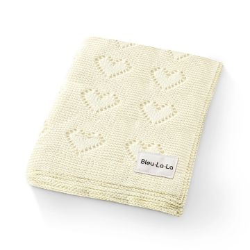 Bleulala Heart Knit Blanket Cream