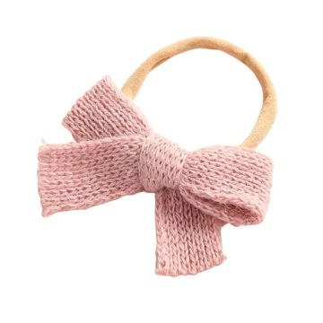 Lil Charms Mauve Wool Bow Baby Headband