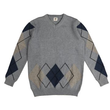Noma Argyle Knit Sweater Grey