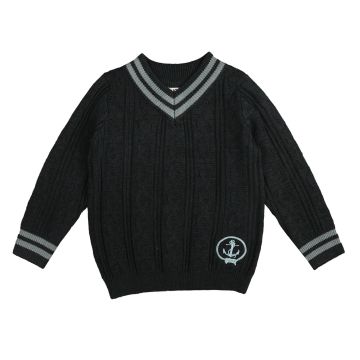 Noma Textured Knit with Neck Stripe Teal