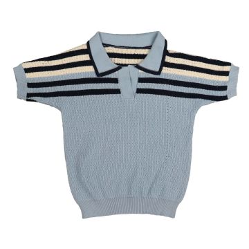 Noma TEXTURED KNIT WITH STRIPED YOKE AND A COLLAR