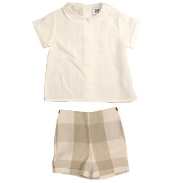 Noma CONTRAST COLOR COLLAR SHIRT AND SHORTS SET
