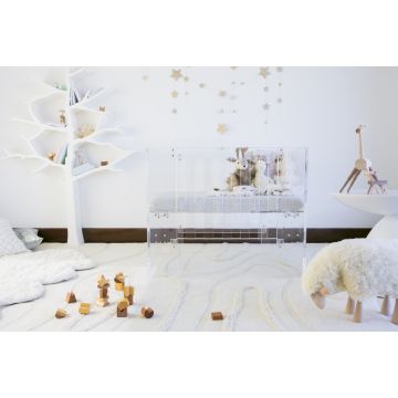 Nursery Works Vetro Mini Crib with Pure Core Mini Crib Mattress in Clear Acrylic