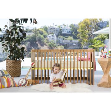 Nursery Works Highlight Crib Natural White Oak / Fluoro Yellow Finish