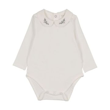 Peluche LS Onesie with Olive Emb Collar 
