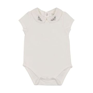 Peluche SS Onesie with Olive Emb Collar