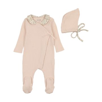 Bee & Dee Organic Ditsy Pointelle Footie & Bonnet - Cream Shadow Bee & Dee Organic Ditsy Pointelle Footie & Bonnet - Cream Shadow