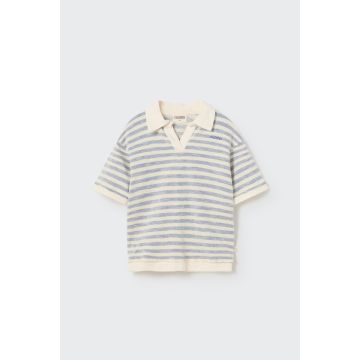 My Little Cozmo Organic thin stripes polo shirt Blue