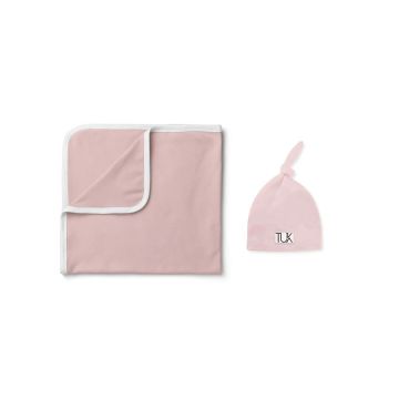 Tuk Baby Solid Pink Swaddle/Beanie Set