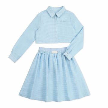 Bonjour Blue Gingham Girls Two-Piece