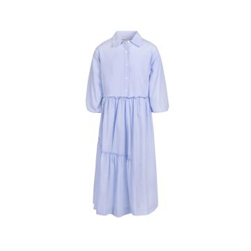 Poet Amelia blue pinstripe dress