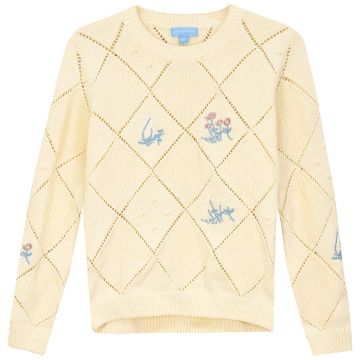 Pompomme Sweater With Embroidery Pale Banana