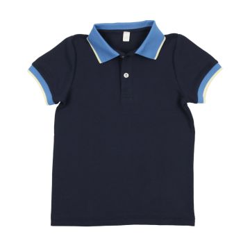 Bopop Lt Blue and Orange Block Boys Polo SS - Navy Bopop Lt Blue and Orange Block Boys Polo SS - Navy