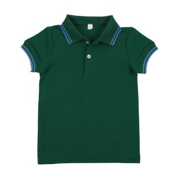 Bopop Ss Polo Green with Blue Stripes