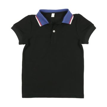 Bopop SS Polo Black with Blue white Red Collar