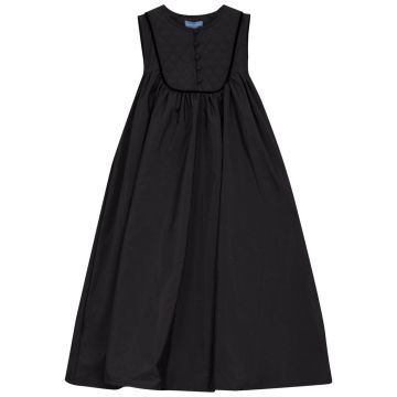 Pompomme QUILTED YOKE FLARED DRESS Black