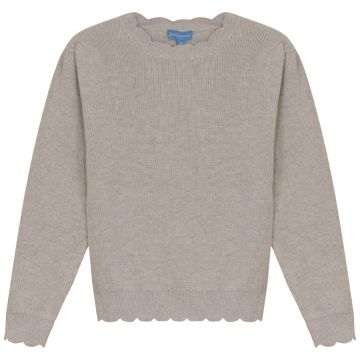 Pompomme SCALLOPED EDGE KNIT TOP Cream