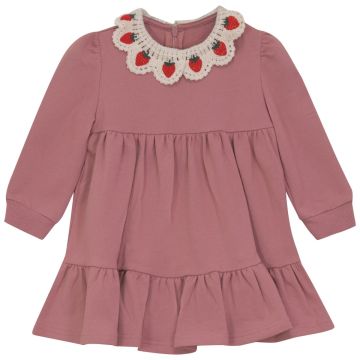 Pompomme EMBROIDERED CROCHET COLLAR DRESS Pink