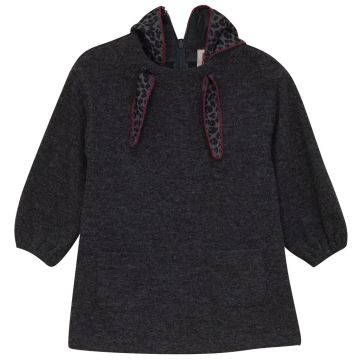 Pompomme TIE DETAIL KNIT DRESS Grey