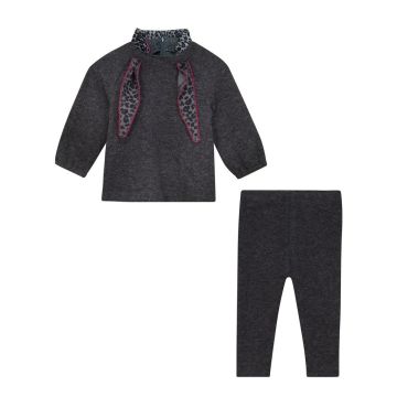 Pompomme TIE DETAIL KNIT SET GREY