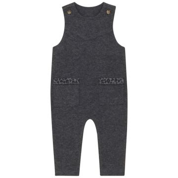 Pompomme PRINT DETAIL KNIT ROMPER Grey