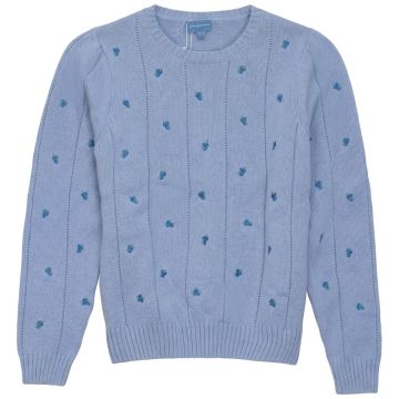 Pompomme BLUBERRY EMBROIDERED KNIT TOP