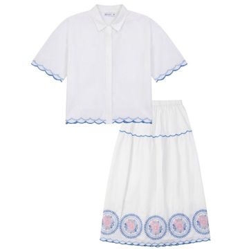 Pompomme SCALLOP EMBRIODERED DETAIL SET